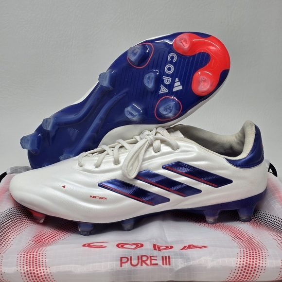 adidas Soccer Copa Pure 2 Elite FG Cloud White Blue Cleats IG6402 Men's Size 7 - Picture 1 of 12